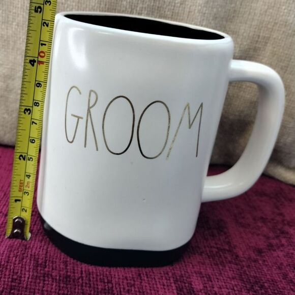 Rae Dunn By Magenta White GROOM Mug Black inside - Picture 1 of 4
